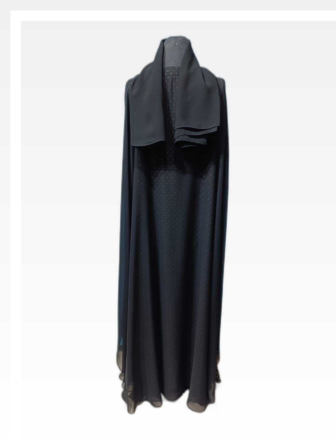 Elegant Black Self-Printed Abaya – Timeless & Stylish Design