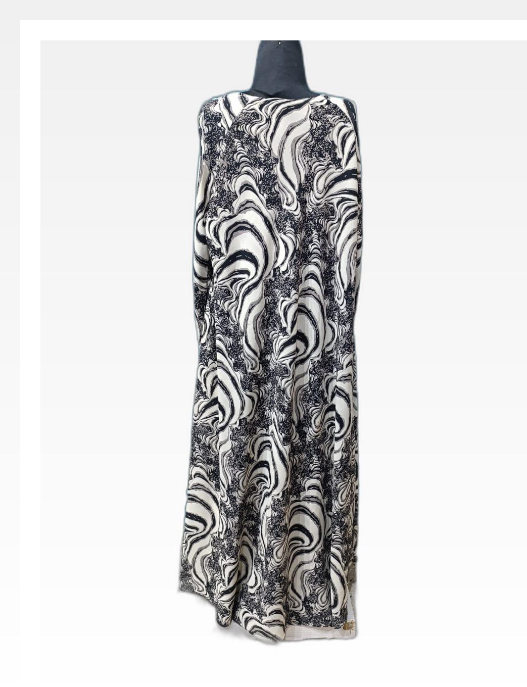 Black and White Printed Abaya