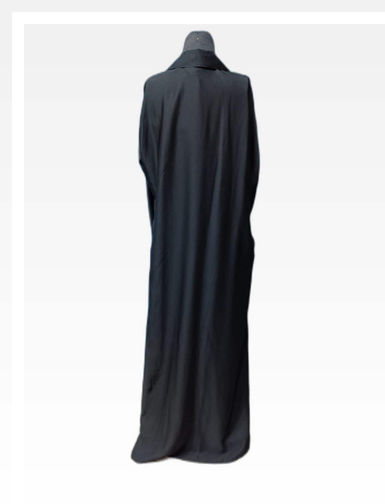 Elegant Black Abaya with Collar & Embellished Black Stones