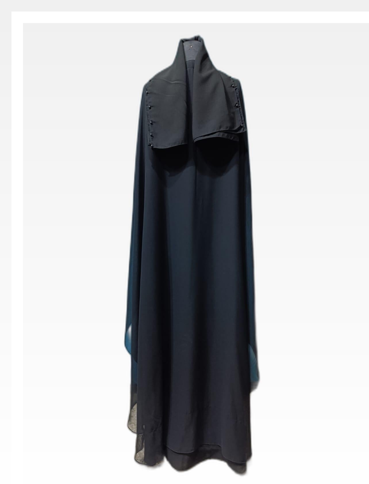 Black Abaya with Stylish Design & Black Stone Embellishments
