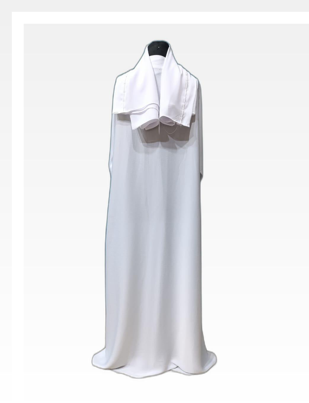 Minimalist Light Skin Abaya with Elegant Border Accents