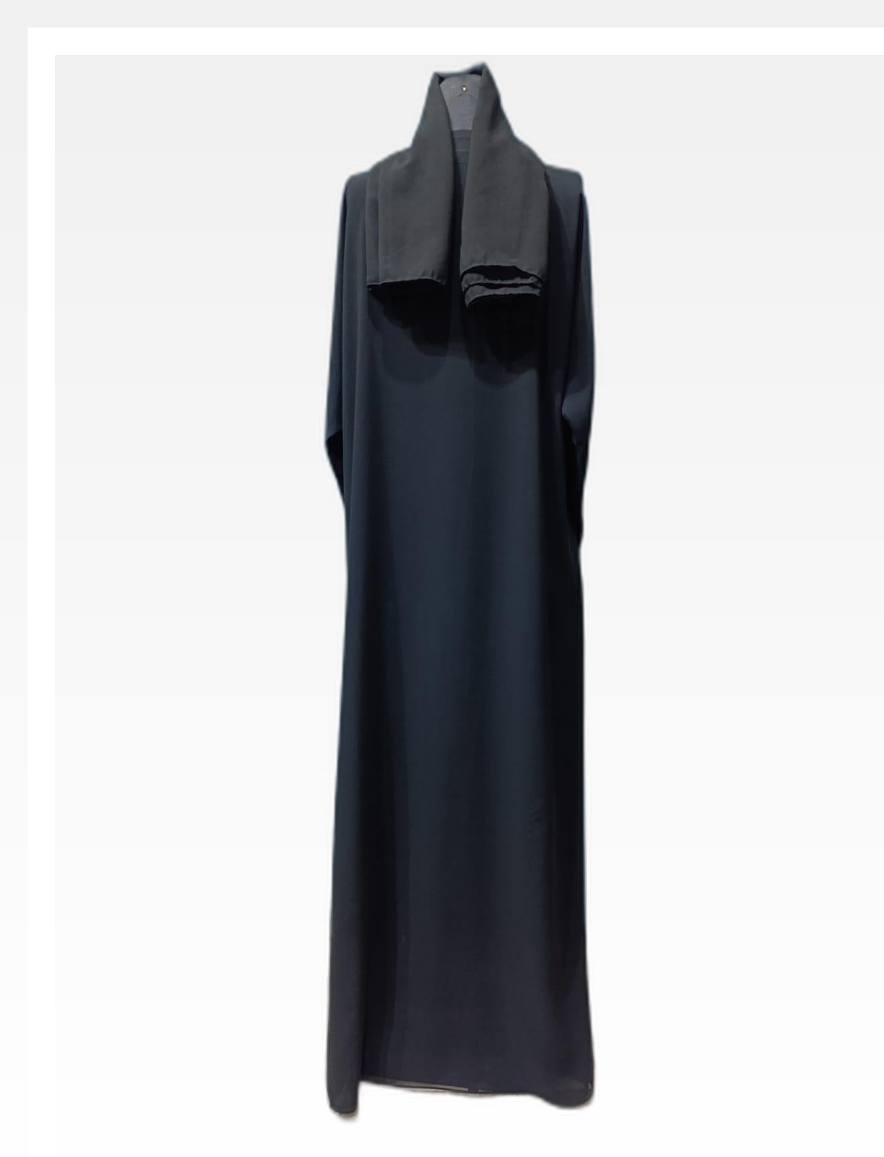 Elegant Black Abaya with Stylish Black Bead Embellishments