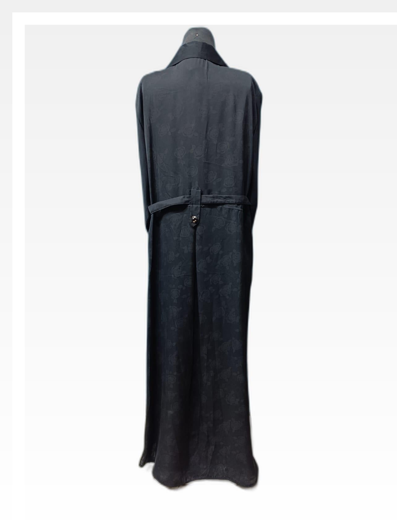 Black Coat-Style Abaya with Elegant Golden Buttons