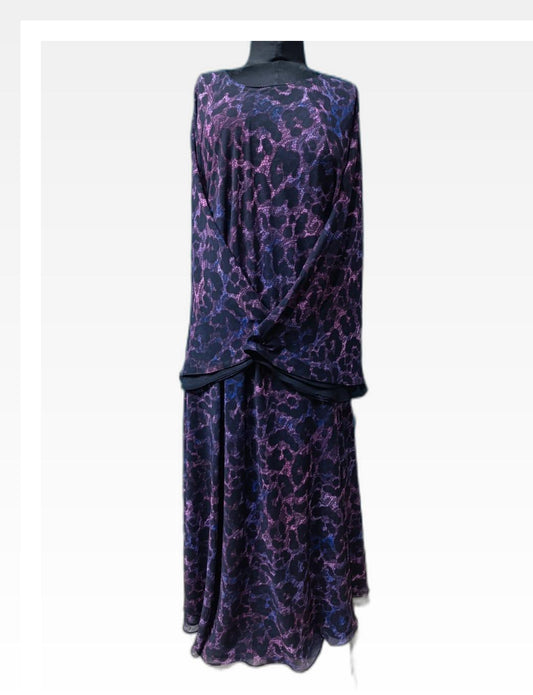 Elegant Purple, Blue & Black Printed Abaya – Stylish and Comfortable