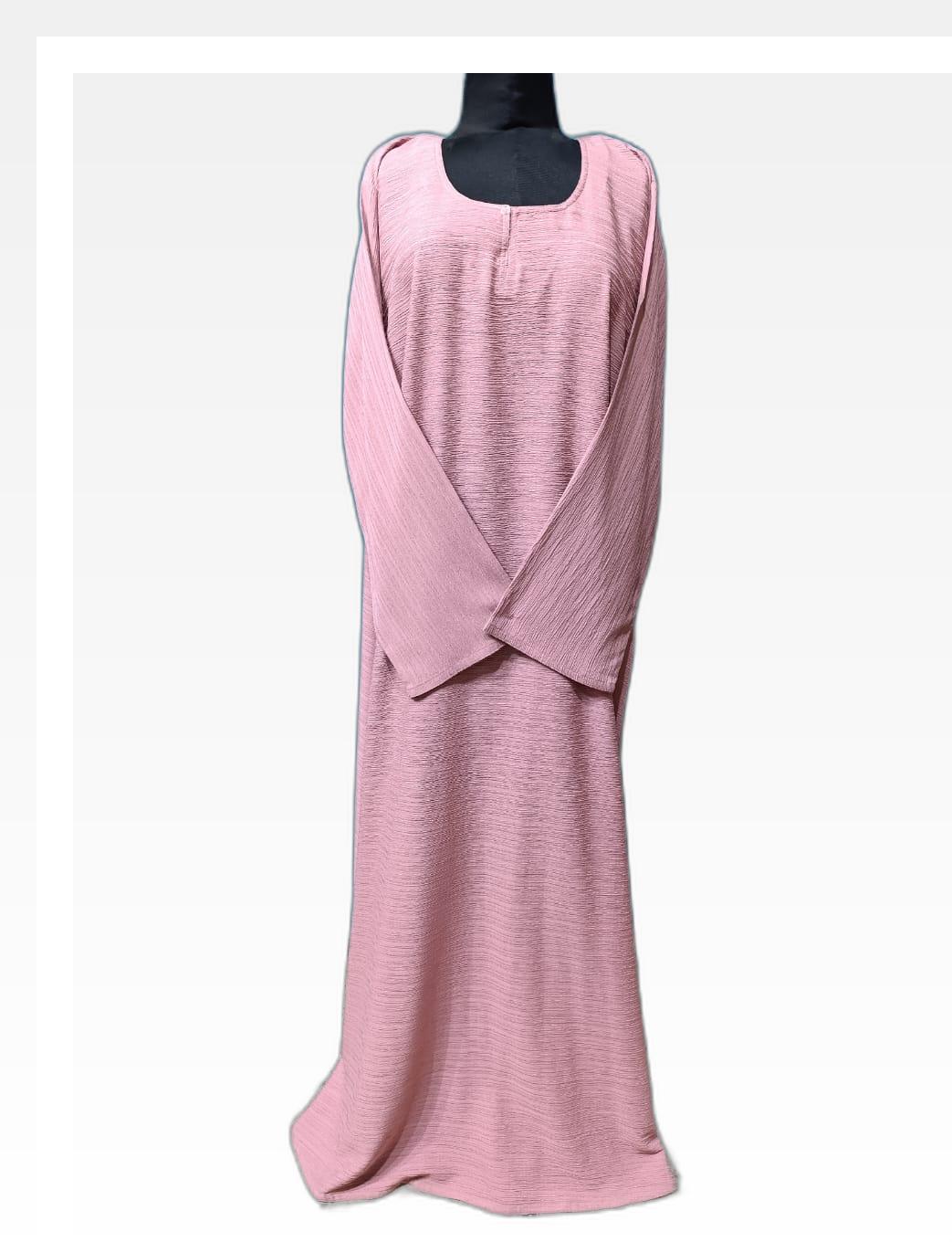 Elegant Baby Pink Pleated Abaya – Graceful & Stylish