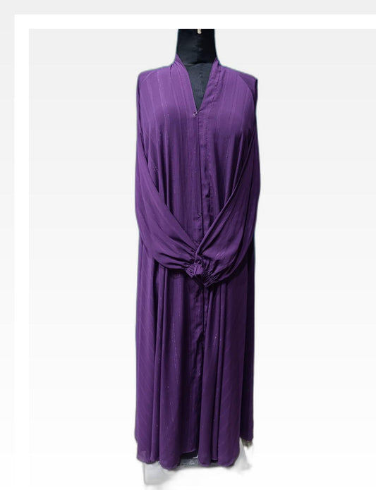 Elegant Purple Pleated Abaya – Graceful & Stylish