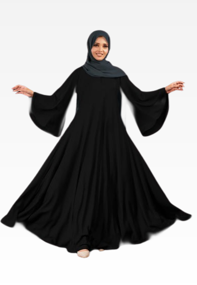 Elegant Black Nida Abaya – Frock Style for a Graceful Look